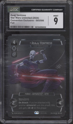 Asajj Ventress Star Wars Unlimited Convention Exclusive Foil #005 CGC 9