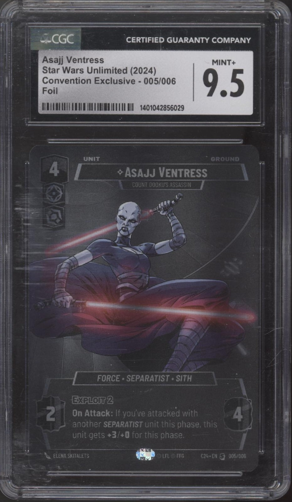 Asajj Ventress Star Wars Unlimited Convention Exclusive Foil #005 CGC 9.5