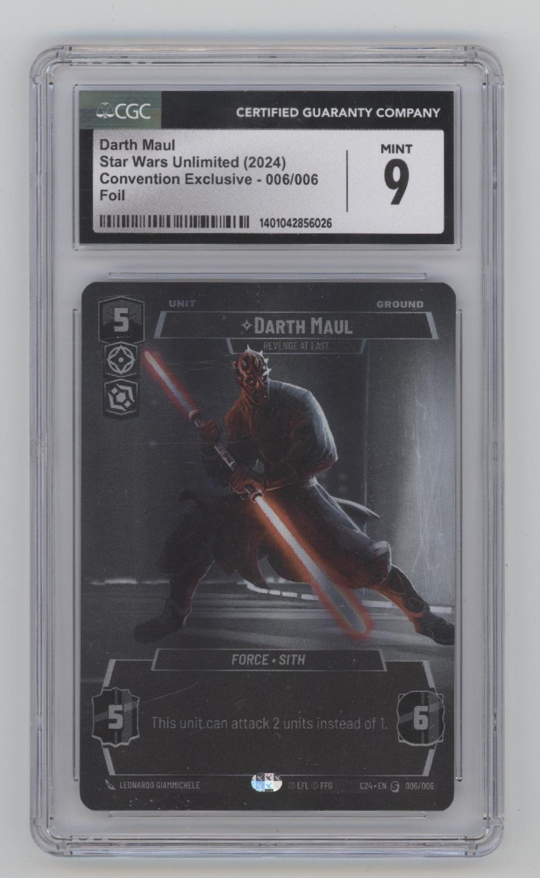 Darth Maul Star Wars Unlimited Convention Exclusive Foil #006 CGC 9 #1