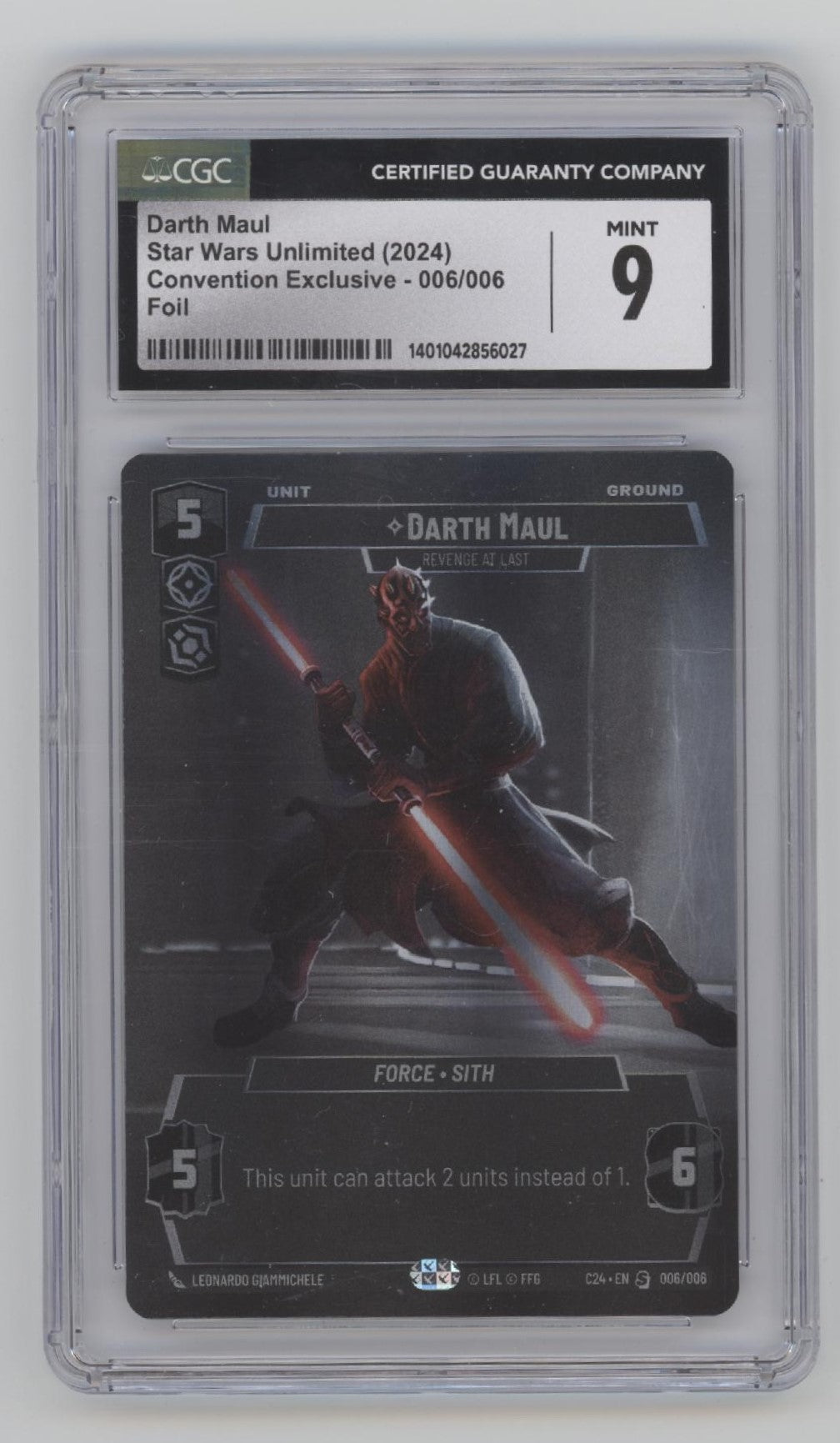 Darth Maul Star Wars Unlimited Convention Exclusive Foil #006 CGC 9 #2