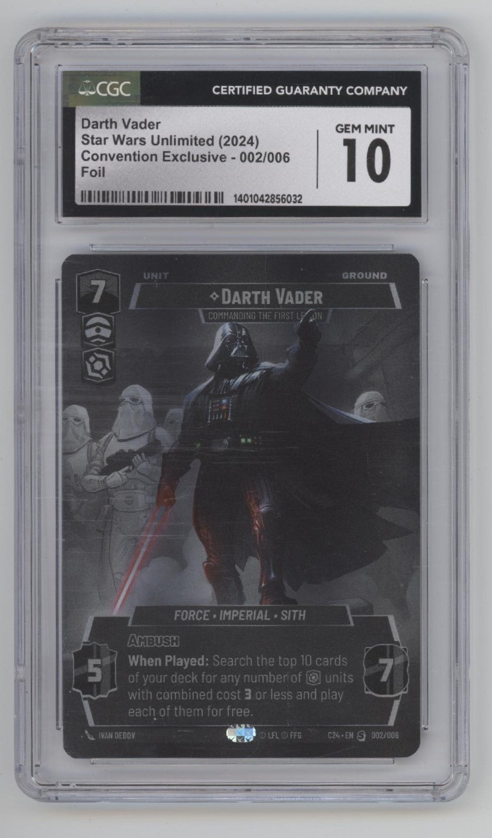 Darth Vader Star Wars Unlimited Convention Exclusive Foil #002 CGC 10 #1
