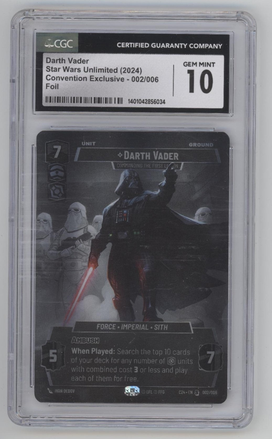 Darth Vader Star Wars Unlimited Convention Exclusive Foil #002 CGC 10 #2